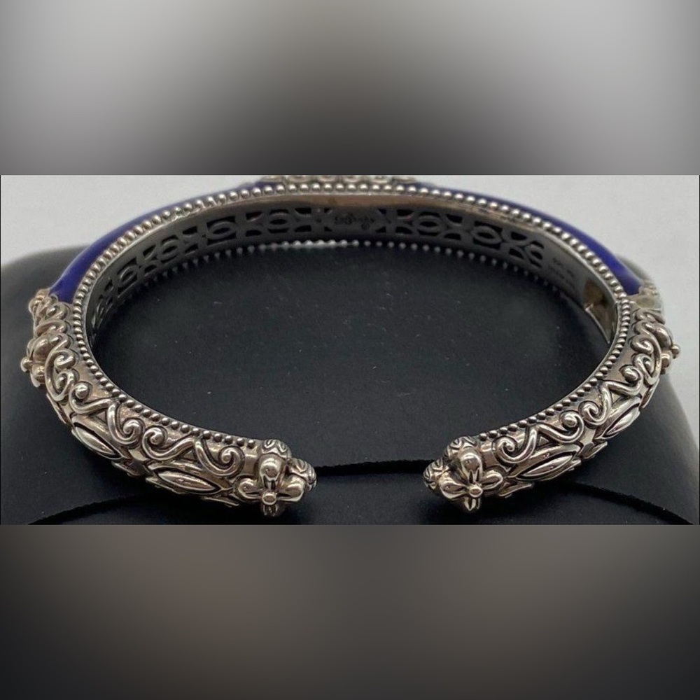 Barbara Bixby 925 Sterling Silver & 18K Blue Enamel Cuff Bracelet 6” Lot#798 - Picture 5 of 10